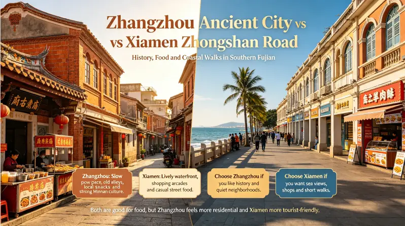 Zhangzhou Ancient City vs. Xiamen Zhongshan Road: Which One Is Worth Visiting?