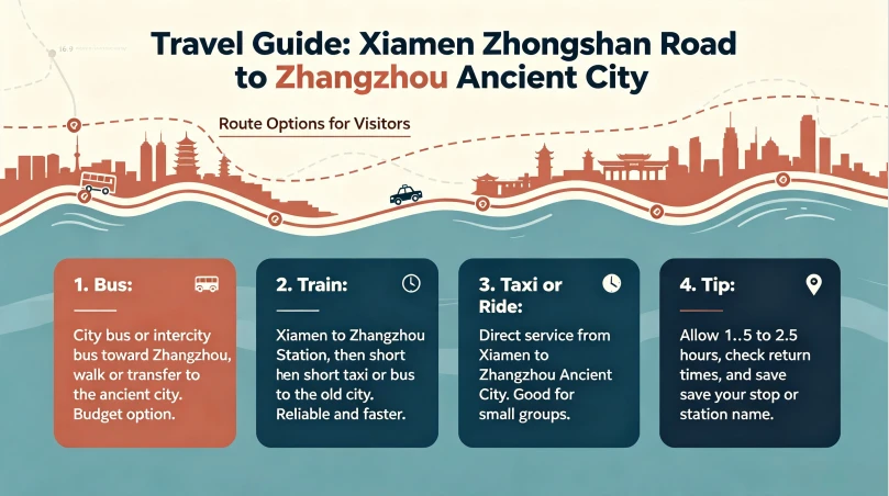 How to Get from Xiamen Zhongshan Road to Zhangzhou Ancient City