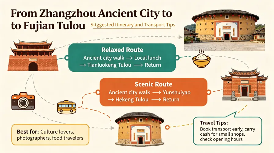 Suggested Itinerary from Zhangzhou Ancient City to Tulou