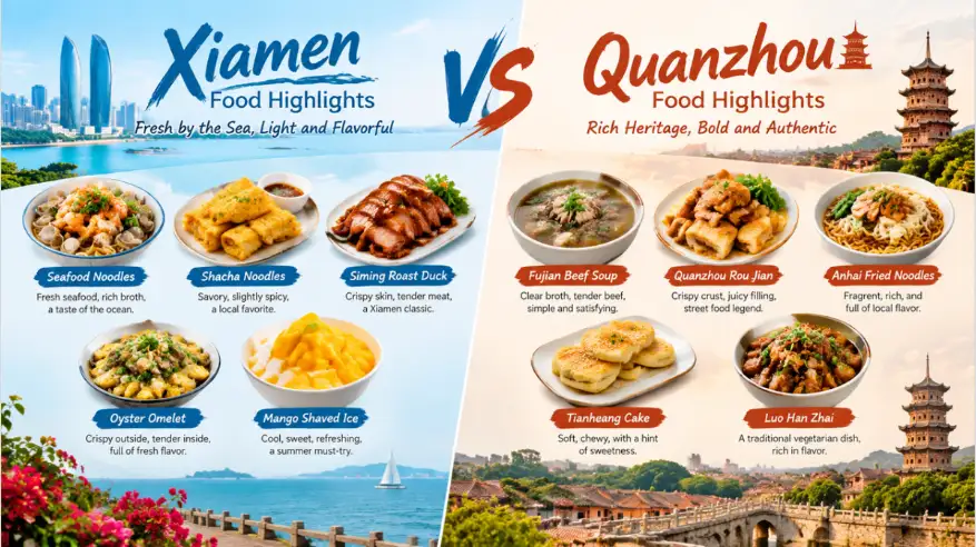 Xiamen vs Quanzhou: Food Comparison
